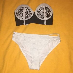 Black and white high waisted bikini